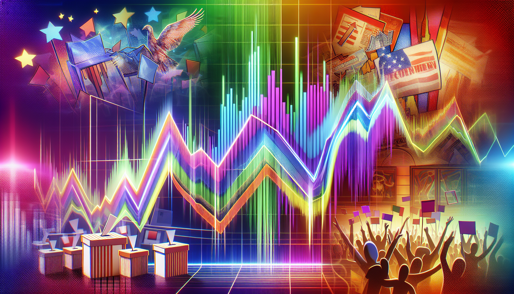 An illustration depicting stock market performance during presidential election years, highlighting historical trends.