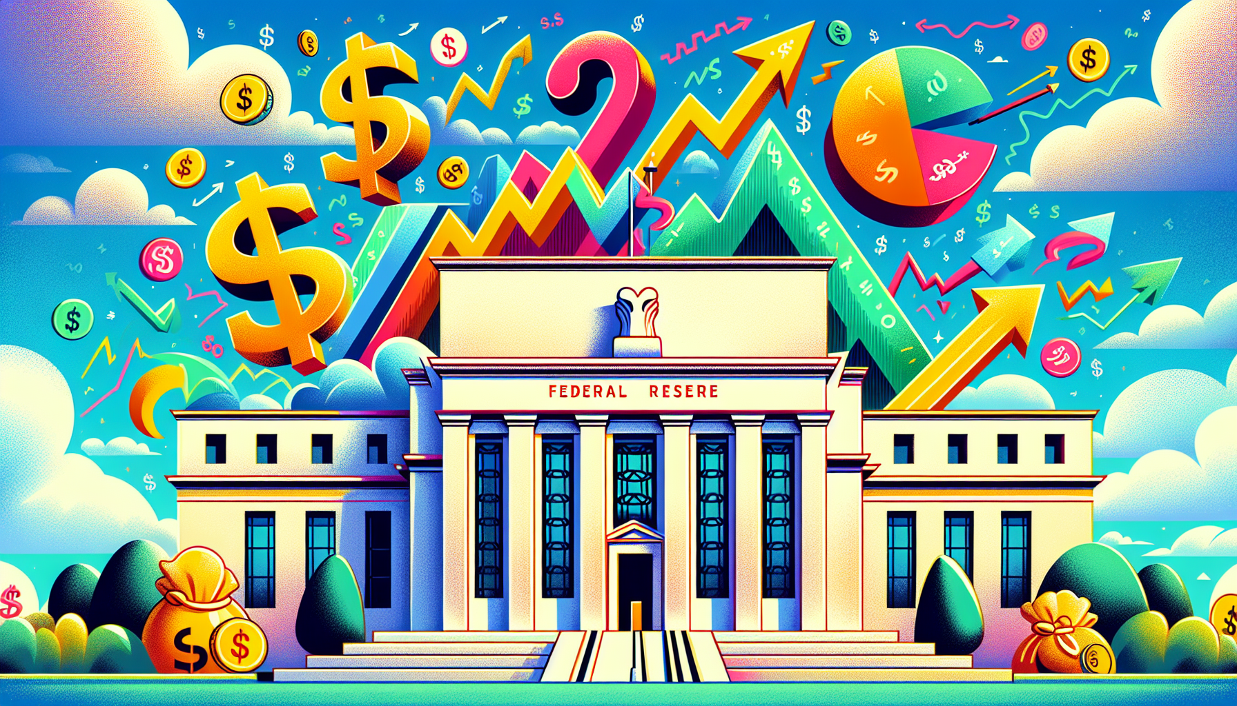 Illustration depicting the role of the Federal Reserve in the financial system.